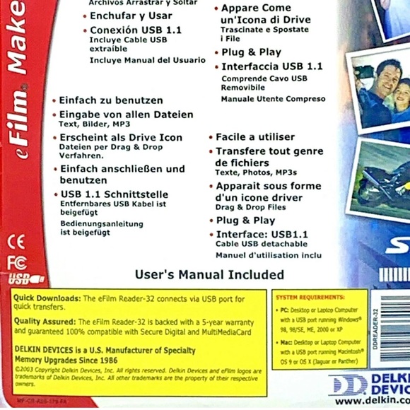 Delkin Devices eFilm Pocket Reader Writer for Secure Digital Memory Stick NEW - Picture 3 of 8